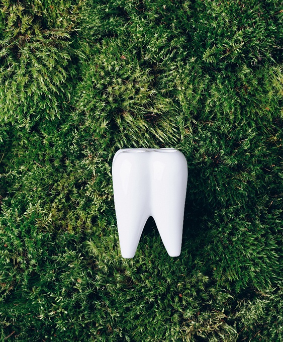 A smiling woman at the dentist